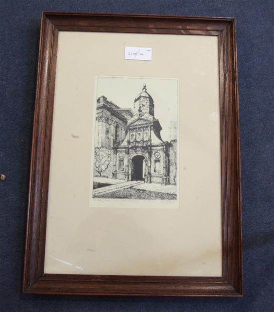 Cyril Power, etching, The Gate of House, Caius College, Cambridge, signed in pencil, 23/166, 24 x 16cm